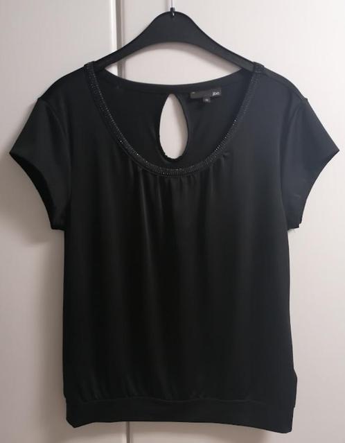 Zwarte effen T-shirt en hals met fijne strass, M, Kleding | Dames, T-shirts, Zo goed als nieuw, Ophalen of Verzenden