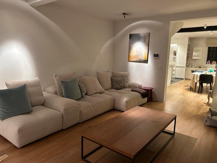 Salontafel op maat in notelaar 160 X 80, Huis en Inrichting, Tafels | Salontafels, Gebruikt, Minder dan 50 cm, 50 tot 100 cm, 150 tot 200 cm