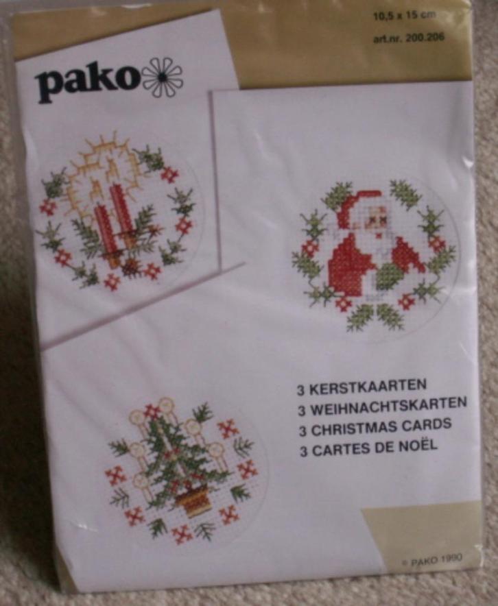 compleet borduurpakket 3 kerst kaarten kaars, kerstman, boom, Hobby en Vrije tijd, Borduren en Borduurmachines, Nieuw, Borduurpakket