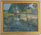 HENRI LEMOINE / GEHUCHT AAN RIVIER / OLIEVERF / 58x68cm KAD, Antiek en Kunst, Ophalen of Verzenden