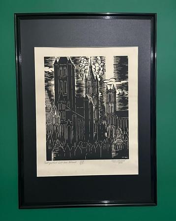 Frans Masereel – Gents grootheid leidt haar toekomst, Antiek en Kunst, Ophalen of Verzenden
