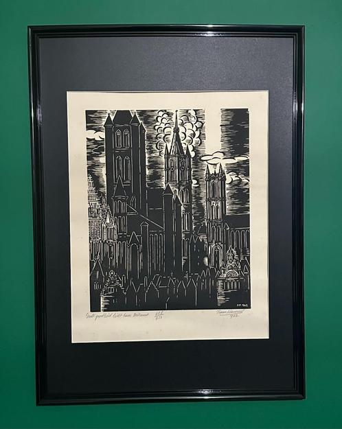 Frans Masereel – Gents grootheid leidt haar toekomst, Antiek en Kunst, Kunst | Litho's en Zeefdrukken, Ophalen of Verzenden