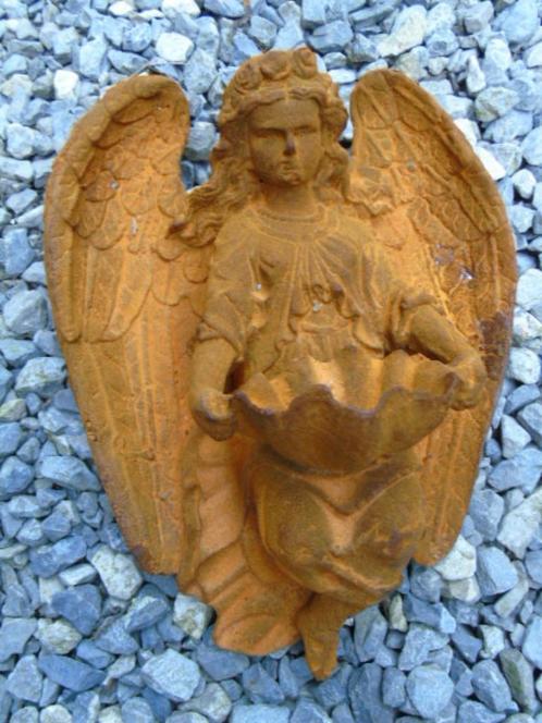 Roestig gietijzeren beeld van een engel op de muurschilderin, Tuin en Terras, Tuinwanddecoratie, Nieuw, Ophalen of Verzenden