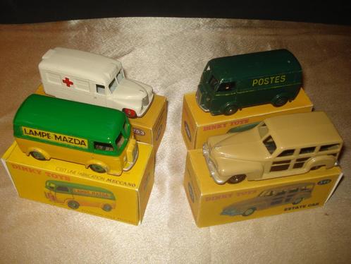 DINKY TOYS Lot 11 de 4 Anciens Fourgons et Voitures + Boîtes, Hobby en Vrije tijd, Modelauto's | 1:43, Gebruikt, Bus of Vrachtwagen