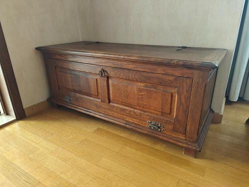 Antiek eiken houten kist met bovenklep en frontklep, Antiek en Kunst, Antiek | Meubels | Kasten, Ophalen