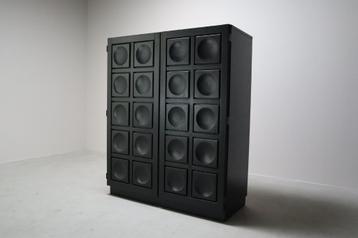 Black brutalist bar cabinet by Frans Defour, Belgium 1970's beschikbaar voor biedingen