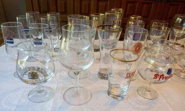Verres à bière, à la pièce ou le lot complet, Verzamelen, Glas en Drinkglazen, Zo goed als nieuw, Bierglas, Ophalen