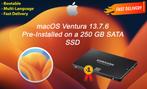 macOS Ventura 13.7.6 VoorGeïnstalleerde SSD 250 GB macOS OSX, Computers en Software, Verzenden, Nieuw, MacOS