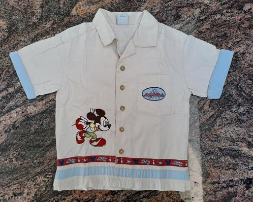 Mt 92 Beige bowling hemd Mickey Mouse, Kinderen en Baby's, Kinderkleding | Maat 92, Zo goed als nieuw, Jongen, Overhemd of Blouse