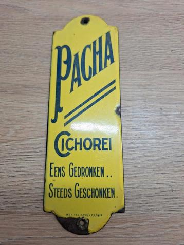 Emaille deurpost bordje 1938 Pacha Cichorei beschikbaar voor biedingen