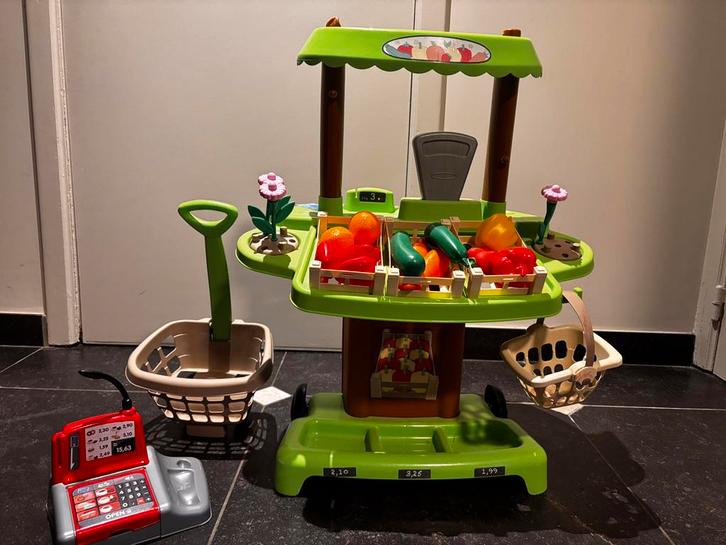 Kindermarkt met fruit, manden en kassa, Kinderen en Baby's, Speelgoed | Speeltafels, Gebruikt, Ophalen