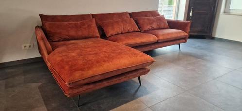 Zetel, velvet stof, 290cm, Huis en Inrichting, Zetels | Complete zithoeken, Zo goed als nieuw, Stof, Ophalen