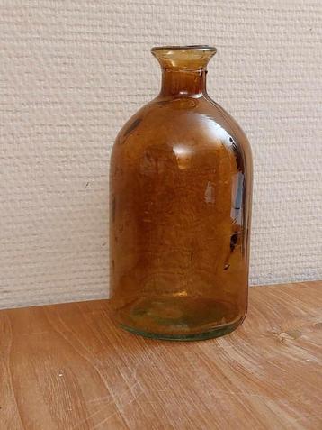 Vase bouteille en verre fumé brun (NEUF)