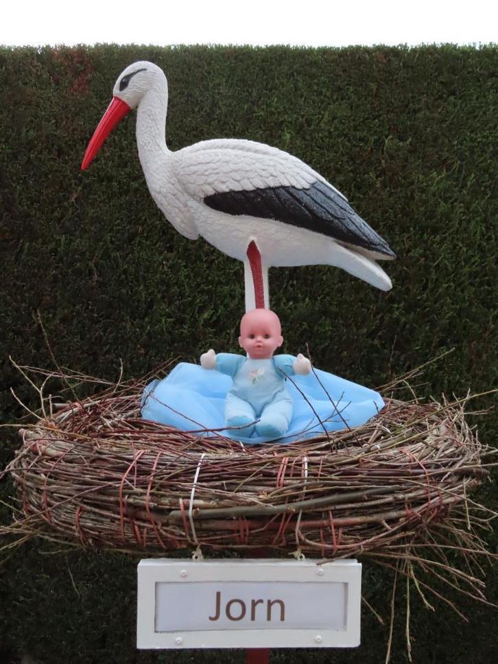 Geboorteborden / ooievaar / ooievaar op nest., Kinderen en Baby's, Kraamcadeaus en Geboorteborden, Nieuw, Geboortebord, Ophalen