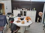 Witte Bureau + bijhorende kast, Huis en Inrichting, Bureaus, Ophalen, Gebruikt, Bureau