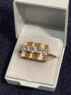 Grosse bague tank en or 18 k 10,46 grammes et diamants, Handtassen en Accessoires, Ringen, Ophalen, Zo goed als nieuw, Goud, Goud