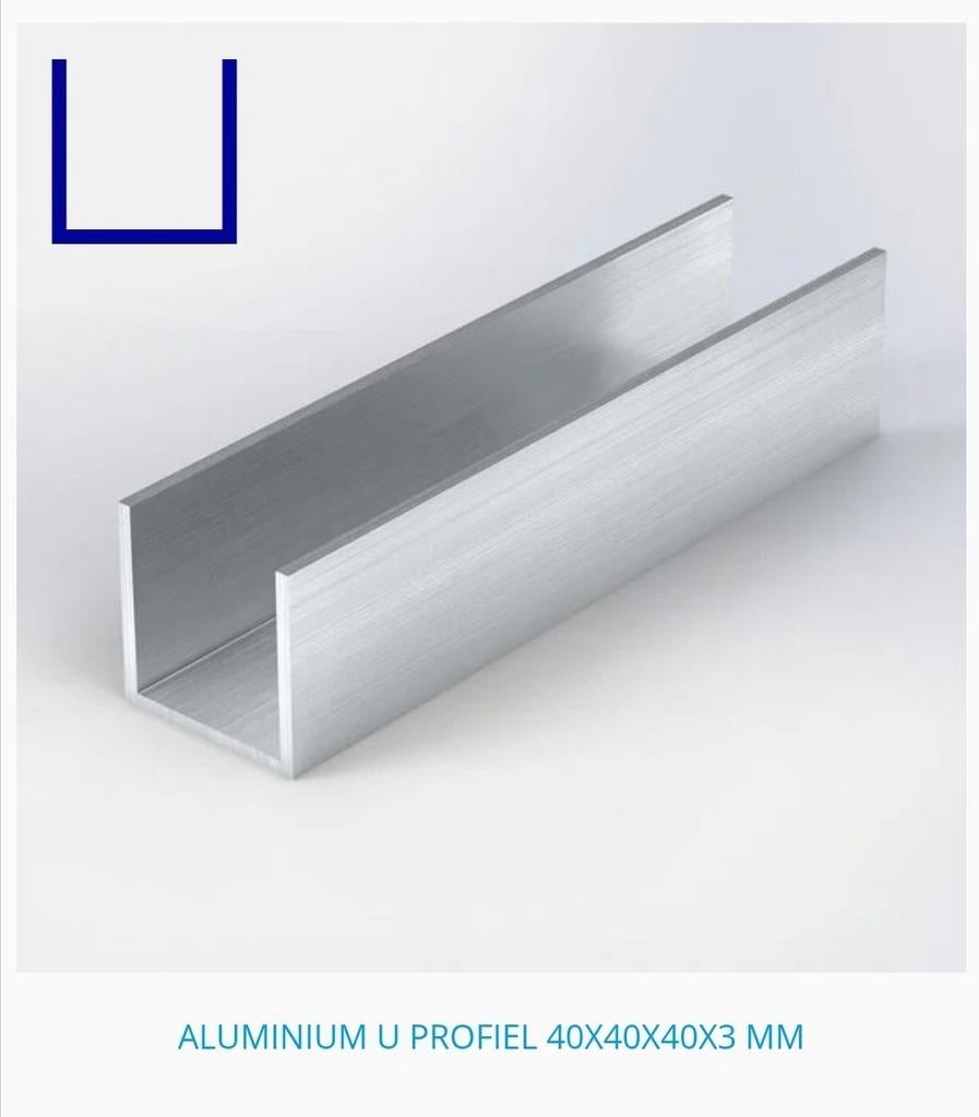 Alu U profiel 40x40x2000, Doe-het-zelf en Bouw, Metalen, Nieuw, Aluminium, Ophalen