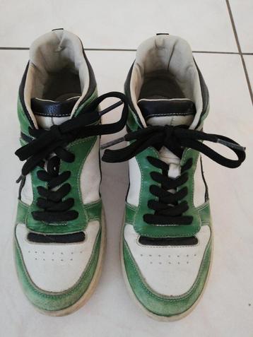 Hoge schoenen groen leder daim CKS maat 36 sneakers beschikbaar voor biedingen