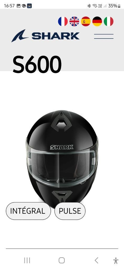 SHARK S600 met Pinlock Zwart, Motoren, Kleding | Motorhelmen, Dames, Heren, Integraalhelm, M, Shark, Nieuw zonder kaartje, Ophalen of Verzenden