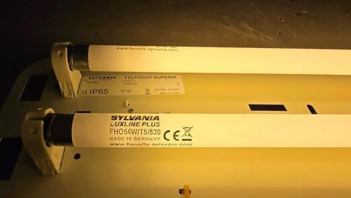 2 TL-verlichtingsbakken met 2 lampen, Huis en Inrichting, Lampen | Hanglampen, Zo goed als nieuw, Ophalen