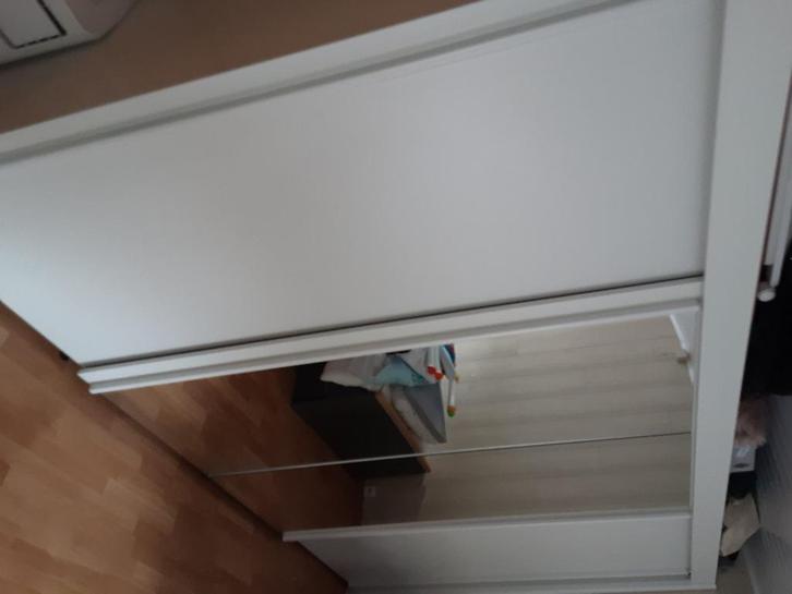 Grote witte kleerkast met 2 spiegels, Huis en Inrichting, Kasten | Kleerkasten, Zo goed als nieuw, 150 tot 200 cm, 200 cm of meer
