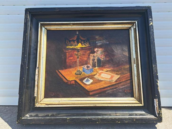 huile sur toile signe leo engels, Antiek en Kunst, Kunst | Schilderijen | Klassiek, Ophalen of Verzenden