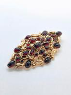 Broche van 14k goud, 585, 5.69 gram met 29 granaat steentjes, 4 tot 7 cm, Ophalen of Verzenden, Zo goed als nieuw, Met edelsteen