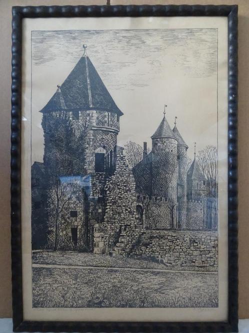 Litho antiek R. Legrand Pater Vinck Toren Maastricht 42x61cm, Antiek en Kunst, Kunst | Litho's en Zeefdrukken, Ophalen of Verzenden