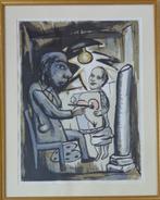 FRED BERVOETS / SCHILDER IN ATELIER / KLEURZEEFDRUK 87x69cm, Antiek en Kunst, Kunst | Litho's en Zeefdrukken, Ophalen