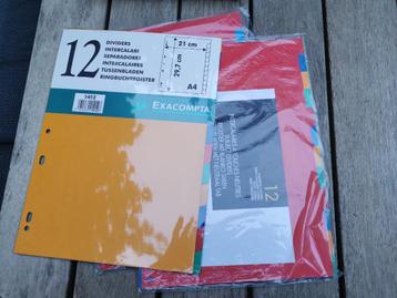 Tabbladen 12 tabs. Tussenbladen. Drie pakjes van 12.  beschikbaar voor biedingen