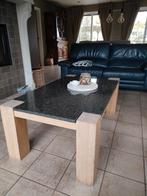 Salontafel, massief eik met stenen blad, Huis en Inrichting, Ophalen, Gebruikt, 100 tot 150 cm, Eikenhout