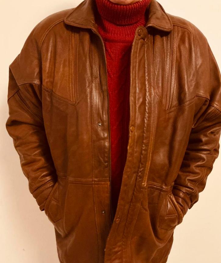 Mooi 3/4 Havana leren jack voor heren - Maat: 58/60, Kleding | Heren, Jassen | Winter, Gedragen, Maat 56/58 (XL), Overige kleuren