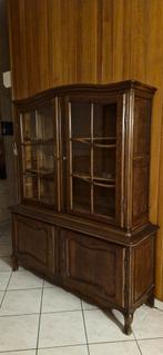 Landelijke massiefhouten vitrinekast, Huis en Inrichting, Kasten | Buffetkasten, Ophalen