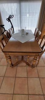 Tafel en 6 stoelen in notelaar te koop, Huis en Inrichting, 50 tot 100 cm, 150 tot 200 cm, Rechthoekig, Zo goed als nieuw