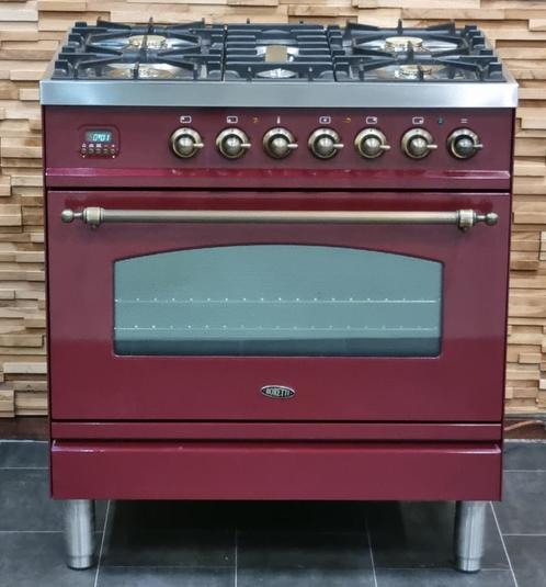 🔥Poêle Boretti Luxe 80 cm rouge bordeaux + vieux cuivre, Electroménager, Cuisinières, Comme neuf, Autoportant, 5 zones de cuisson ou plus