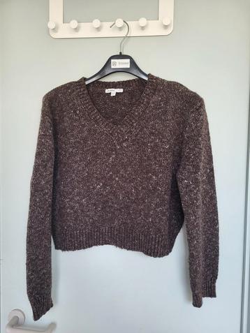 V-hals trui donkerbruin, Taille 38/40 (M), Enlèvement ou Envoi, Comme neuf, Brun