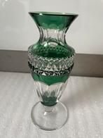 Val Saint Lambert kristallen vaasje, groen, gesigneerd, Enlèvement