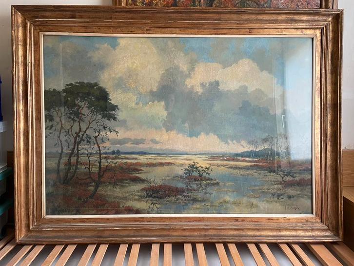 Schilderij J. van Wijck - Zonnige dag in de Liereman, Antiek en Kunst, Kunst | Schilderijen | Klassiek, Ophalen