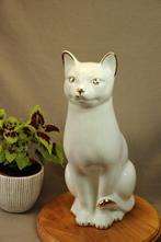 Vintage beeld witte kat met gouden details, Ophalen of Verzenden, Zo goed als nieuw, Dier