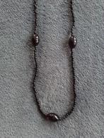 Collier sautoir en perles noires à porter en double ou noué, Comme neuf, Réglable, Noir, Autres matériaux