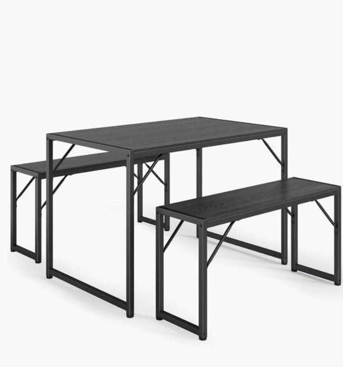 Mooie tafel met 2 zitbankjes nieuwstaat, Maison & Meubles, Tables | Tables à manger, Comme neuf, 50 à 100 cm, 100 à 150 cm, Quatre personnes