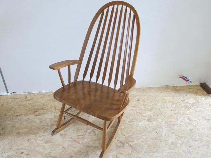 Grote Massief eiken Windsor schommelstoel, Huis en Inrichting, Stoelen, Gebruikt, Ophalen