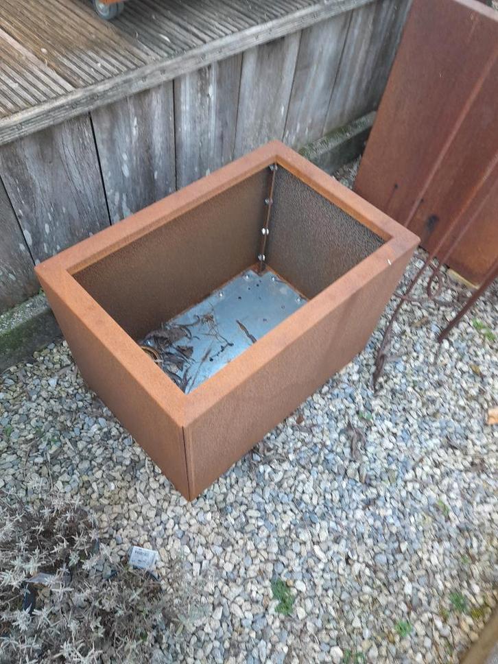 3 bacs à fleurs en acier Corten., Jardin & Terrasse, Bacs à fleurs & Jardinières, Neuf, Métal, Balcon, Jardin, 30 à 60 cm, 60 à 100 cm