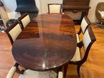 Praktische woonkamertafel met 8 bijpassende stoelen, Ophalen, Gebruikt, 100 tot 150 cm, 50 tot 75 cm