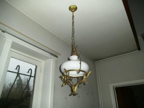 Vintage luster, Huis en Inrichting, Lampen | Hanglampen, Gebruikt, 75 cm of meer, Glas, Metaal, Ophalen of Verzenden