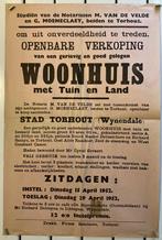 Retro affiche : openbare verkoping woonhuis 1952, Verzamelen, Posters, Ophalen of Verzenden, Gebruikt