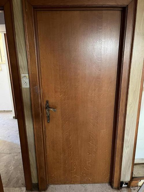 3 houten binnendeuren met klink, Doe-het-zelf en Bouw, Deuren en Vliegenramen, Gebruikt, Binnendeur, 200 tot 215 cm, 80 tot 100 cm