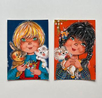 Vintage meerkleurige kaartjes met katjes! beschikbaar voor biedingen
