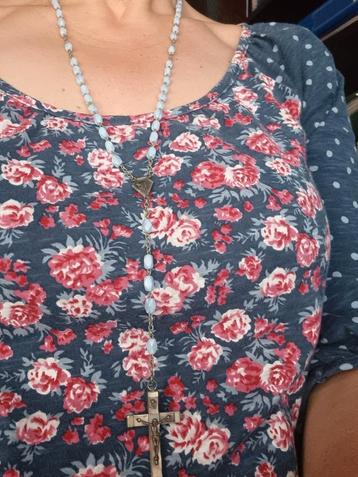 Collier chapelet ancien argent nacre diamètre 66 cm croix 4, Enlèvement ou Envoi, Utilisé, Bijoux, Christianisme | Catholique