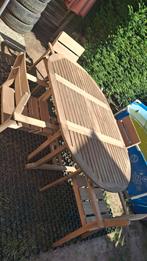 Natuurlijke tuinset van massief teakhout 180cm x120cm, Ophalen, Zo goed als nieuw
